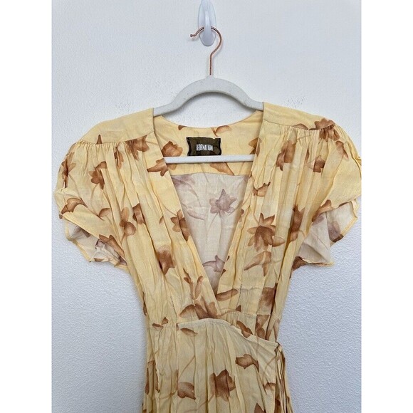 Reformation Yellow Wrap Sundress with Flutter Sleeves - Picture 3 of 9